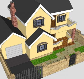 经典别墅建筑房子SU模型下载_sketchup草图大师SKP模型