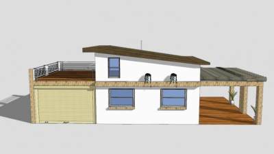 海滨现代别墅建筑SU模型下载_sketchup草图大师SKP模型