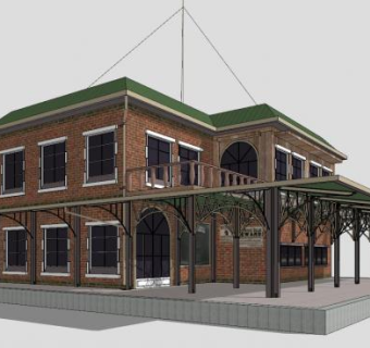 火车站房子建筑SU模型下载_sketchup草图大师SKP模型