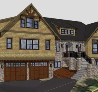 现代分层住宅建筑SU模型下载_sketchup草图大师SKP模型