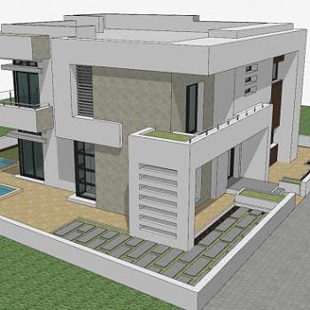 户外别墅外观<em>建筑</em>SU模型下载_sketchup草图大师SKP模型