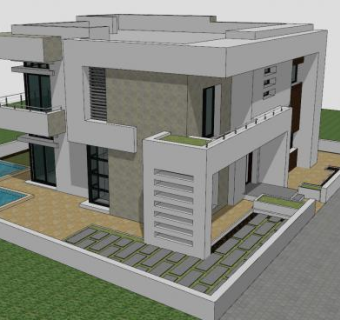 户外别墅外观建筑SU模型下载_sketchup草图大师SKP模型