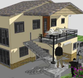 现代风格双层住宅SU模型下载_sketchup草图大师SKP模型