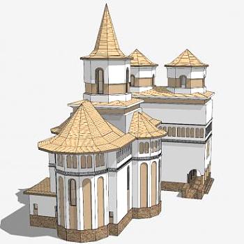 罗马尼亚别墅建筑SU模型下载_sketchup草图大师SKP模型