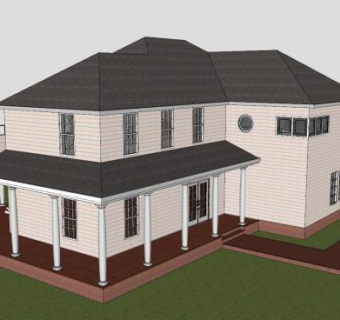 梦想别墅建筑SU模型下载_sketchup草图大师SKP模型