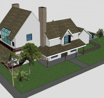 幻想别墅建筑房子SU模型下载_sketchup草图大师SKP模型