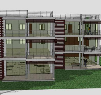 现代别墅公寓住宅建筑SU模型下载_sketchup草图大师SKP模型