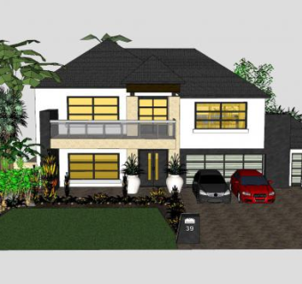 现代豪宅建筑SU模型下载_sketchup草图大师SKP模型