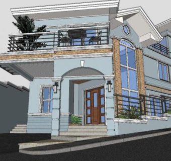 现代住所别墅SU模型下载_sketchup草图大师SKP模型