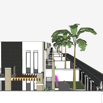 现代联排建筑别墅SU模型下载_sketchup草图大师SKP模型