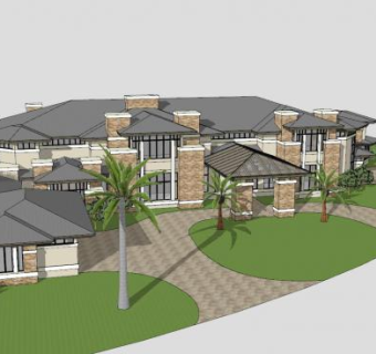 私人住宅居住别墅SU模型下载_sketchup草图大师SKP模型