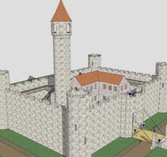 现代城堡别墅建筑SU模型下载_sketchup草图大师SKP模型