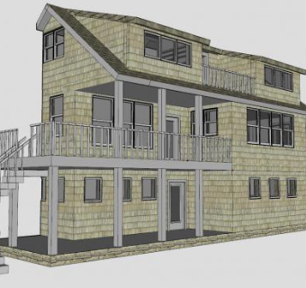 现代别墅建筑外观SU模型下载_sketchup草图大师SKP模型