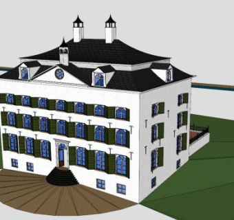 迪斯尼别墅建筑SU模型下载_sketchup草图大师SKP模型