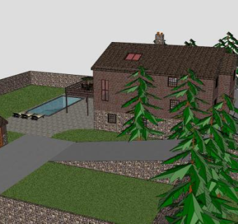 乡村户外别墅建筑SU模型下载_sketchup草图大师SKP模型