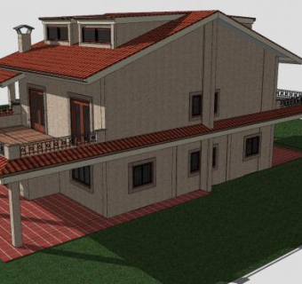 拉丁风格小屋别墅SU模型下载_sketchup草图大师SKP模型
