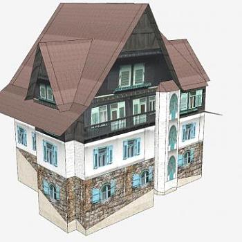 别墅简约风格建筑SU模型下载_sketchup草图大师SKP模型