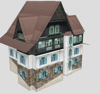 别墅简约风格建筑SU模型下载_sketchup草图大师SKP模型