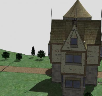 小木屋别墅建筑房子SU模型下载_sketchup草图大师SKP模型