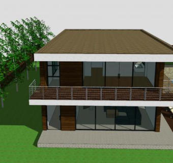现代户外房子别墅建筑SU模型下载_sketchup草图大师SKP模型
