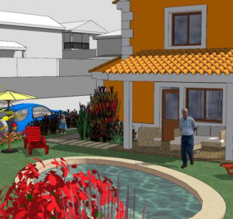 花园住宅别墅SU模型下载_sketchup草图大师SKP模型