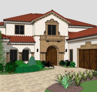 住宅户外现代建筑SU模型下载_sketchup草图大师SKP模型