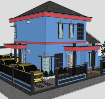 现代别墅户外建筑外观SU模型下载_sketchup草图大师SKP模型