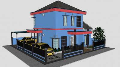 现代别墅户外建筑外观SU模型下载_sketchup草图大师SKP模型