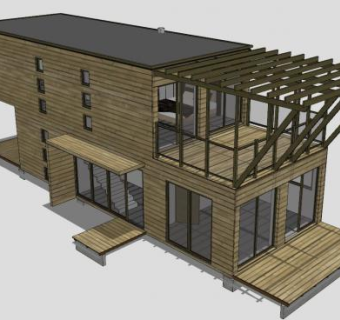 集装箱房屋现代建筑SU模型下载_sketchup草图大师SKP模型