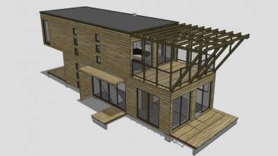 集装箱房屋现代建筑SU模型下载_sketchup草图大师SKP模型