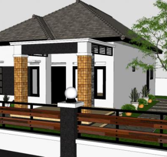 中式别墅住宅建筑SU模型下载_sketchup草图大师SKP模型