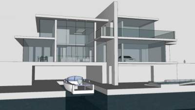 现代别墅海滨建筑SU模型下载_sketchup草图大师SKP模型