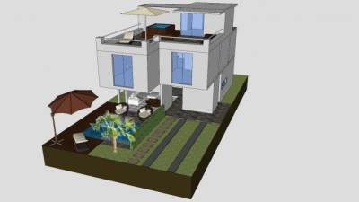 现代房子建筑户外别墅SU模型下载_sketchup草图大师SKP模型