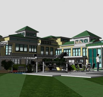 格兰维拉别墅建筑SU模型下载_sketchup草图大师SKP模型