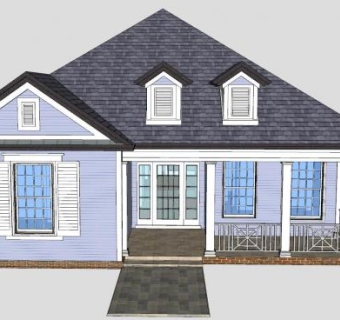梧桐树别墅建筑SU模型下载_sketchup草图大师SKP模型