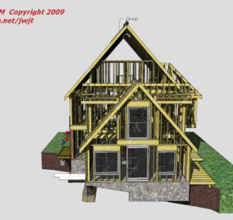 木屋别墅住宅建筑SU模型下载_sketchup草图大师SKP模型