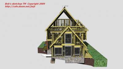 木屋别墅住宅建筑SU模型下载_sketchup草图大师SKP模型