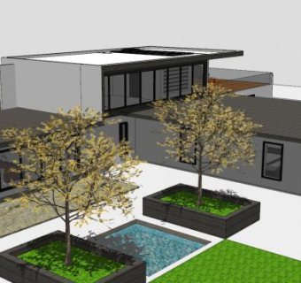 现代化房子建筑别墅SU模型下载_sketchup草图大师SKP模型