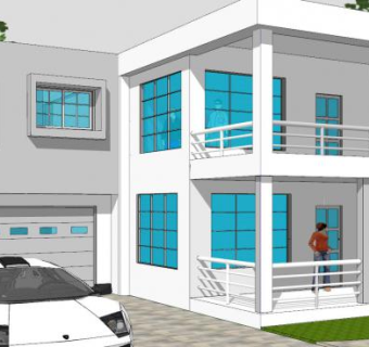 现代简约房子别墅SU模型下载_sketchup草图大师SKP模型