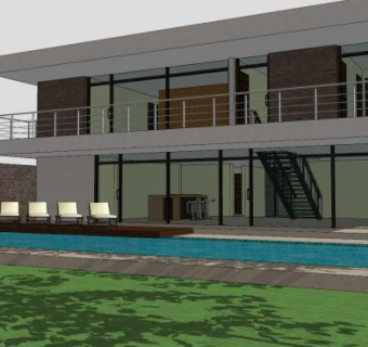 现代户外房子建筑别墅SU模型下载_sketchup草图大师SKP模型