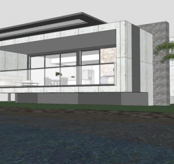 现代海滨别墅户外住宅SU模型下载_sketchup草图大师SKP模型