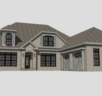 大型家庭住宅建筑SU模型下载_sketchup草图大师SKP模型