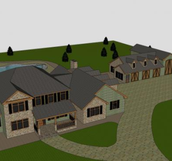 现代豪宅住宅别墅SU模型下载_sketchup草图大师SKP模型