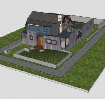 户外现代别墅建筑SU模型下载_sketchup草图大师SKP模型