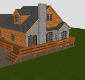 乡村风格别墅建筑SU模型下载_sketchup草图大师SKP模型