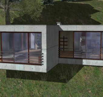 户外小木屋别墅建筑SU模型下载_sketchup草图大师SKP模型