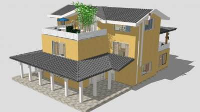 休闲建筑户外别墅SU模型下载_sketchup草图大师SKP模型