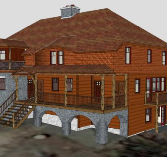 联排别墅建筑SU模型下载_sketchup草图大师SKP模型