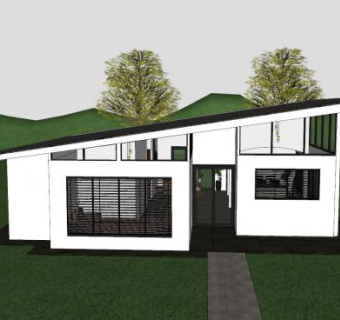 现代房屋倾斜屋顶建筑SU模型下载_sketchup草图大师SKP模型