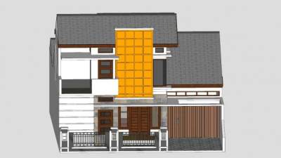 现代双层住宅别墅SU模型下载_sketchup草图大师SKP模型